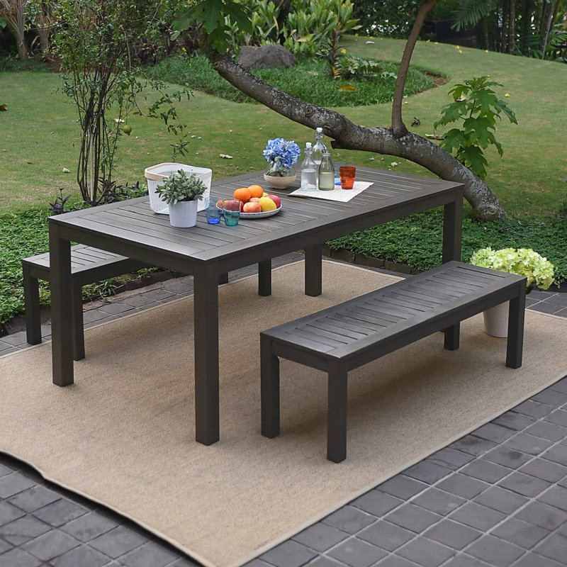 August Grove® Krum Mahogany Outdoor Dining Table & Reviews Wayfair